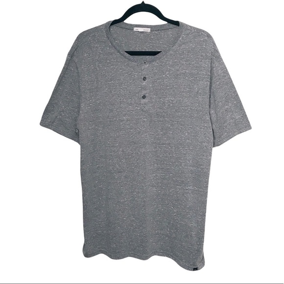 Threads 4 Thought Gray Round Neck Henley Short Sleeve Tee T Shirt - Picture 1 of 9